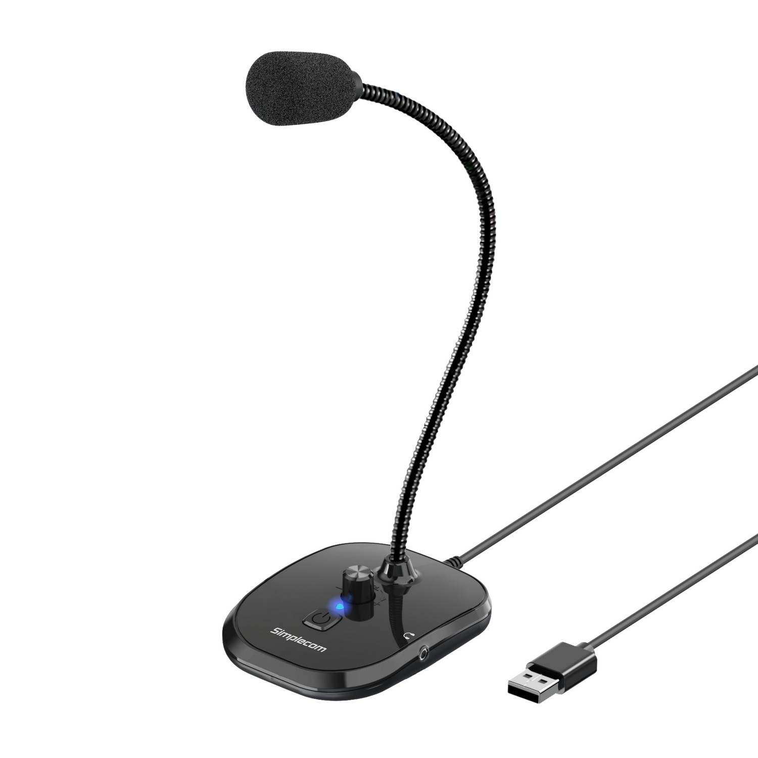  Plug and Play USB Desktop Microphone with Headphone Jack  
