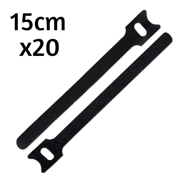  Velcro Cables Ties - Black 15cm (20pcs)  