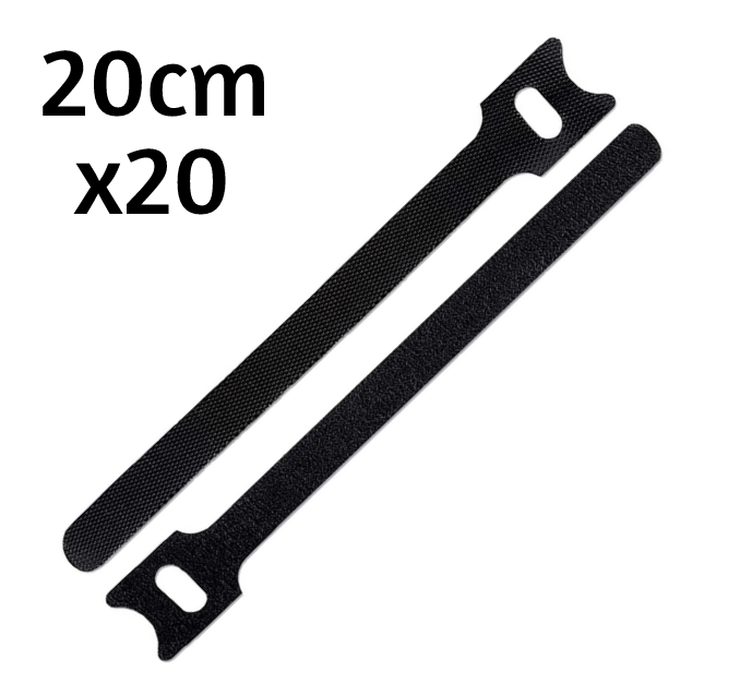  Velcro Cables Ties - Black 20cm (20pcs)  