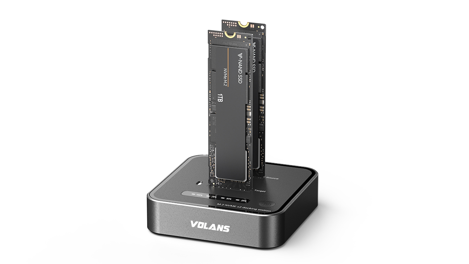 Aluminium 2-Bay USB-C (20Gbps) M.2 NVMe PCI-E SSD Docking Station with Clone Aluminium 2-Bay USB-C (20Gbps) M.2 NVMe PCI-E SSD Docking Station with Clone