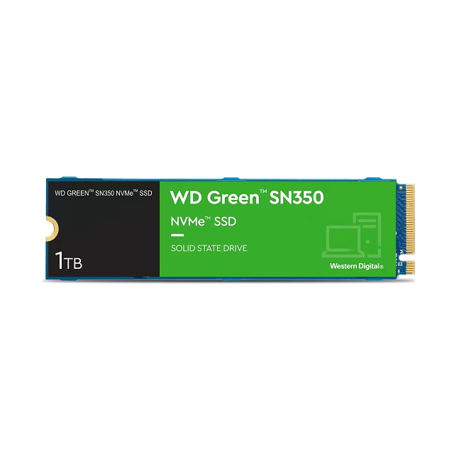  <b>M.2 NVMe SSD:>/b> 1TB GREEN SN350, PCIe Gen3, Read: 3200MB/s, Write: 2500MB/s, R:300K/W:400K IOPS, 100 TBW, 1M MTTF  